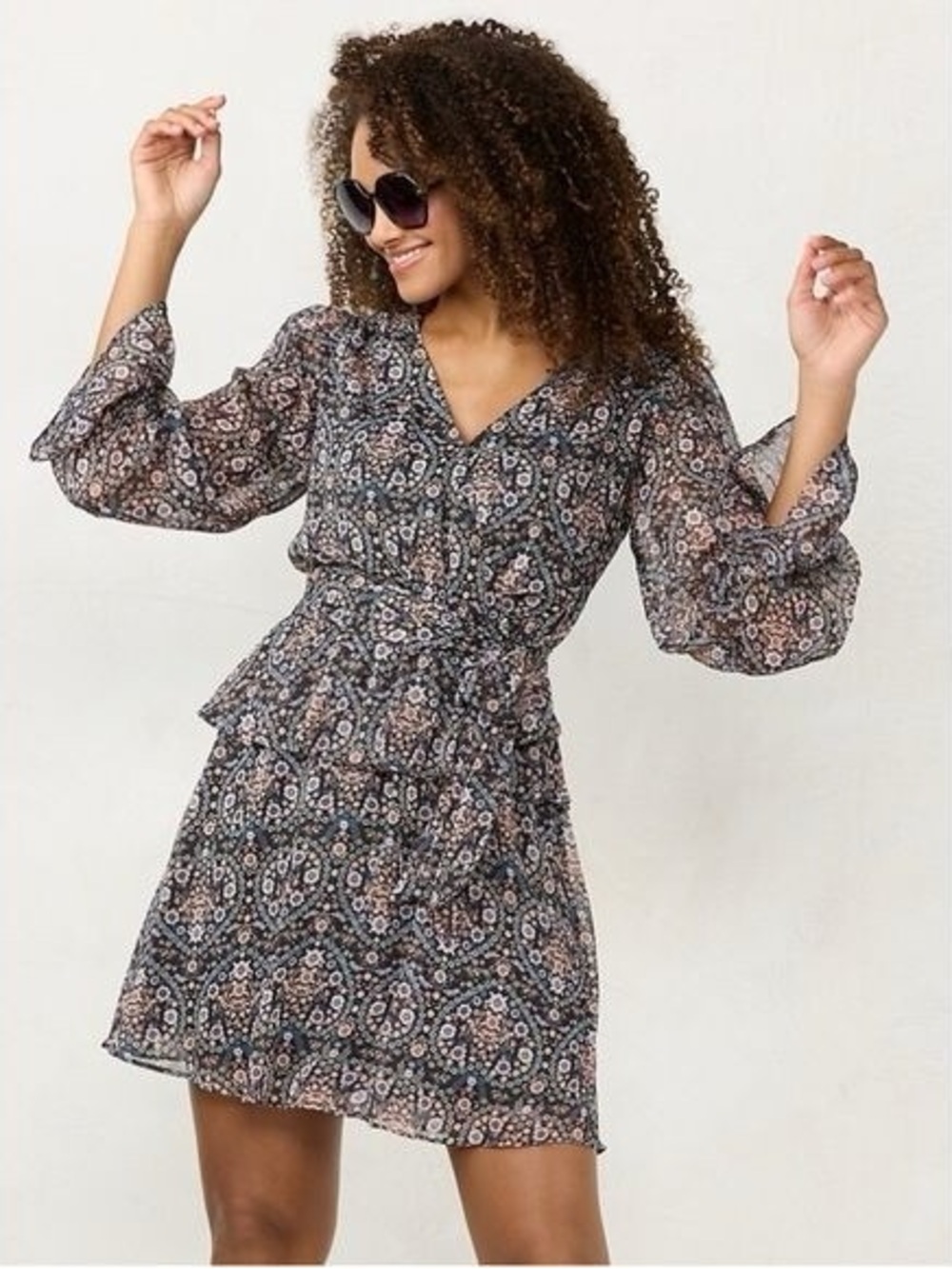 Lauren Conrad Peplum Hem Faux-Wrap Dress